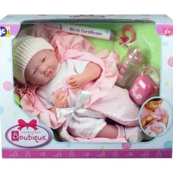 JC Toys Dolls*- Newborn Soft Body Boutique Baby Doll, 15.5-Inch, Pink
