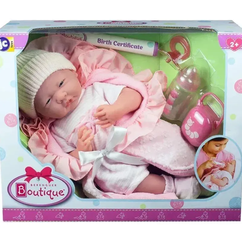 JC Toys Dolls*- Newborn Soft Body Boutique Baby Doll, 15.5-Inch, Pink