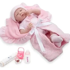 JC Toys Dolls*- Newborn Soft Body Boutique Baby Doll, 15.5-Inch, Pink