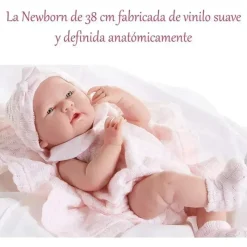 JC Toys Dolls*- Real Girl Baby Doll La Newborn Pink Knit Outfit & Accessories, Ages 2+