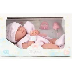 JC Toys Dolls*- Real Girl Baby Doll La Newborn Pink Knit Outfit & Accessories, Ages 2+