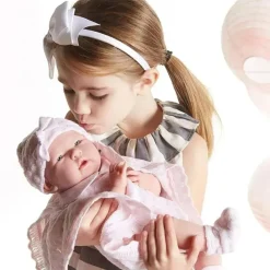 JC Toys Dolls*- Real Girl Baby Doll La Newborn Pink Knit Outfit & Accessories, Ages 2+