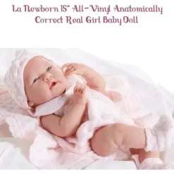 JC Toys Dolls*- Real Girl Baby Doll La Newborn Pink Knit Outfit & Accessories, Ages 2+