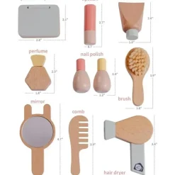 JC Toys Dolls Accessories|Dolls*- Real Wood 10 Piece Personal Care-Make Up Set, Parfait Collection, Ages 3+, Twiggly Toys