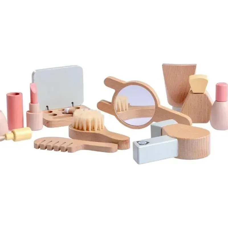 JC Toys Dolls Accessories|Dolls*- Real Wood 10 Piece Personal Care-Make Up Set, Parfait Collection, Ages 3+, Twiggly Toys