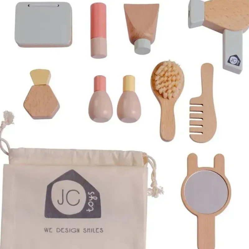 JC Toys Dolls Accessories|Dolls*- Real Wood 10 Piece Personal Care-Make Up Set, Parfait Collection, Ages 3+, Twiggly Toys