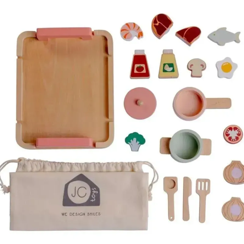 JC Toys Dolls Accessories|Dolls*- Real Wood 16 Piece Kitchen Chef Set, Parfait Collection, Ages 3+, Twiggly Toys