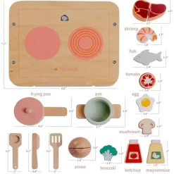 JC Toys Dolls Accessories|Dolls*- Real Wood 16 Piece Kitchen Chef Set, Parfait Collection, Ages 3+, Twiggly Toys