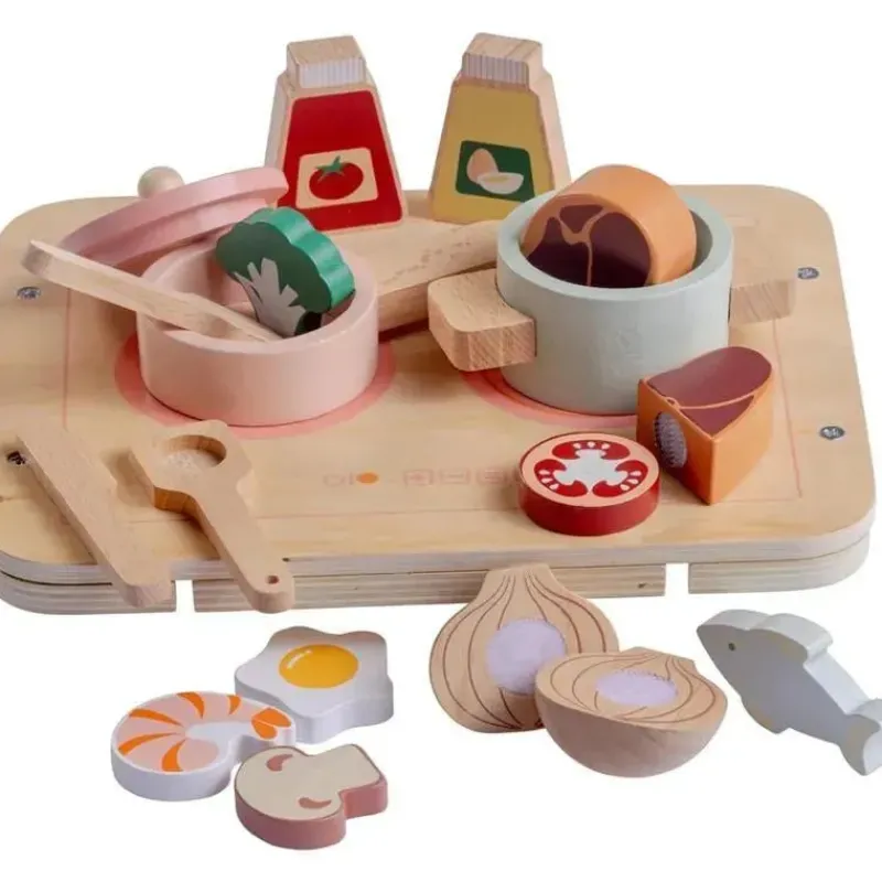 JC Toys Dolls Accessories|Dolls*- Real Wood 16 Piece Kitchen Chef Set, Parfait Collection, Ages 3+, Twiggly Toys