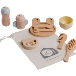 JC Toys Dolls Accessories|Dolls*- Real Wood 10 Piece Baby's First Care Set, Parfait Collection Twiggly Toys