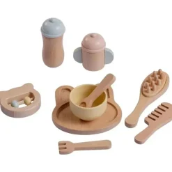 JC Toys Dolls Accessories|Dolls*- Real Wood 10 Piece Baby's First Care Set, Parfait Collection Twiggly Toys