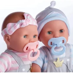 JC Toys Dolls*- Twins Soft Body Baby Dolls, 12 Piece Gift Set with Open/Close Eyes, 2 years+