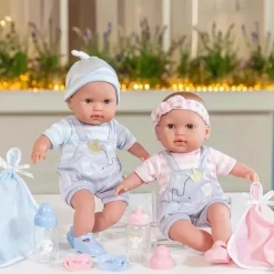 JC Toys Dolls*- Twins Soft Body Baby Dolls, 12 Piece Gift Set with Open/Close Eyes, 2 years+
