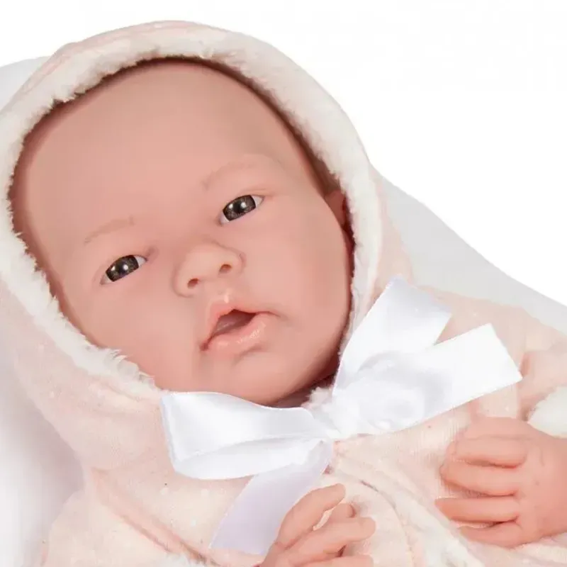 JC Toys Dolls*La Newborn All-Vinyl In Pink Coat And Outfit W/ Animal Friend