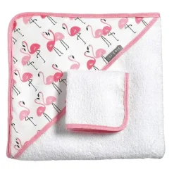 JJ Cole Baby Bath Towels*- Hooded Towel, Flamingos