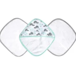 JJ Cole Baby Washcloths*Washcloth and Bath Mitt Set, Aqua Whales