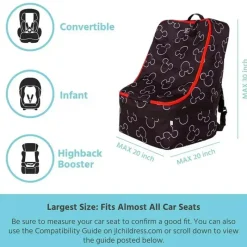 J.L. Childress Mickey & Minnie|Storage & Organizers*- Disney Baby Ultimate PREMIUM Backpack Padded Car Seat Travel Bag, Mickey Mouse