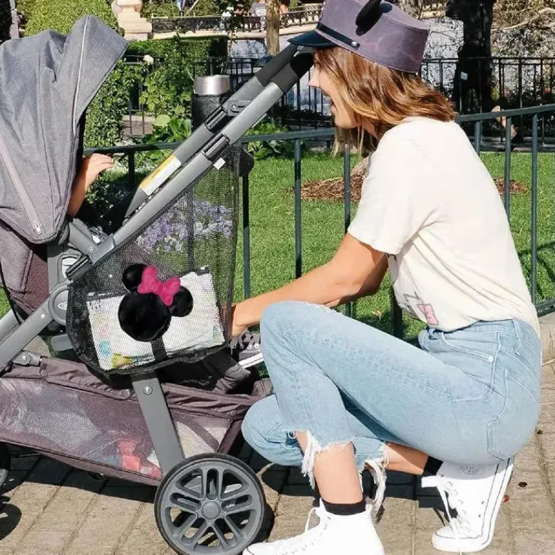 J.L. Childress Mickey & Minnie|Storage & Organizers*- Disney Baby Side Sling Stroller Cargo Net, Stroller Organizer & Storage, Minnie Mouse