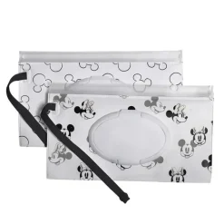 J.L. Childress Mickey & Minnie|Wipes & Warmers*- Disney Baby Reusable Wet Wipes Case, 2-Pack, Mickey and Minnie Mouse
