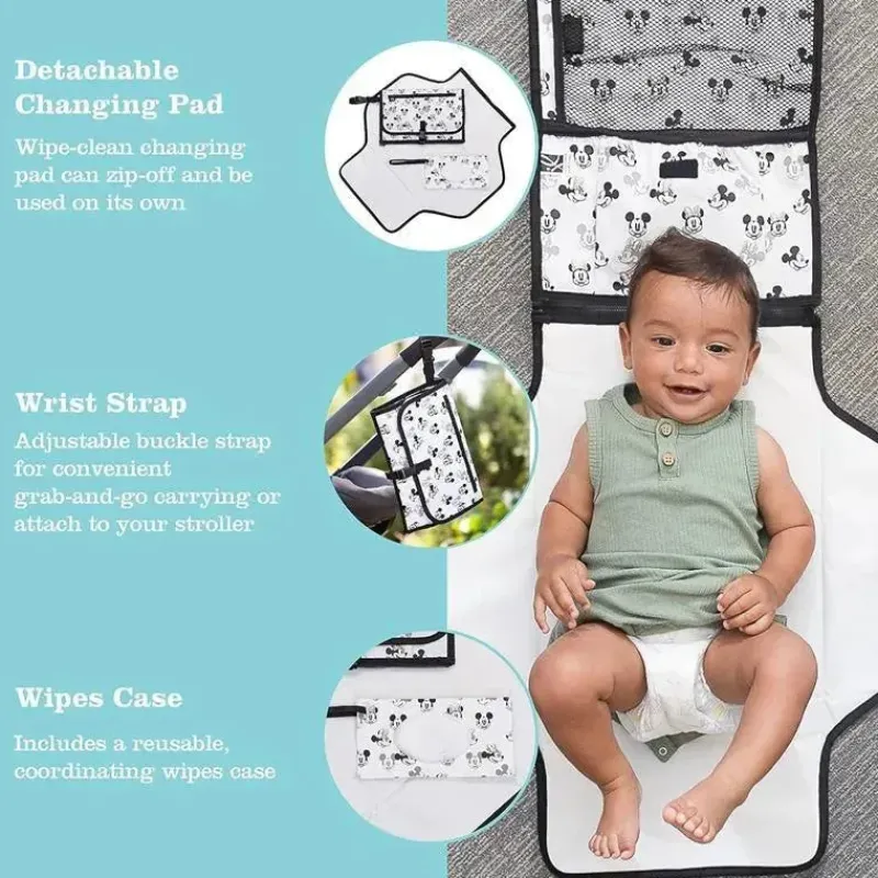 J.L. Childress Mickey & Minnie|Dressers & Changers*- Disney Baby Portable Diaper Changing Station, Mickey Minnie Ivory