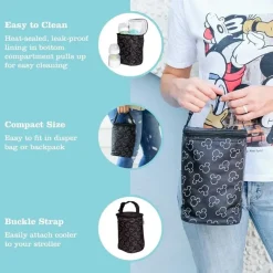 J.L. Childress Mickey & Minnie|Tote Bags*- Disney Twocool Double Bottle Cooler with ice pack, Mickey Black