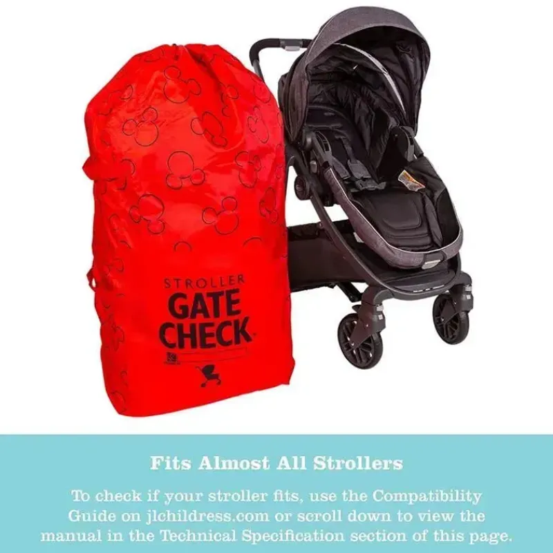J.L. Childress Mickey & Minnie|Storage & Organizers*- Gate Check Bag For Single & Double Strollers, Mickey Red