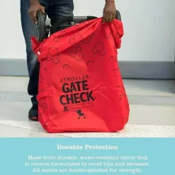J.L. Childress Mickey & Minnie|Storage & Organizers*- Gate Check Bag For Single & Double Strollers, Mickey Red