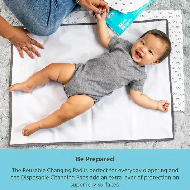 J.L. Childress Changing Pads & Covers*- Healthy Habits, Baby Changing Pad BUNDLE, Extra-Large, Grey