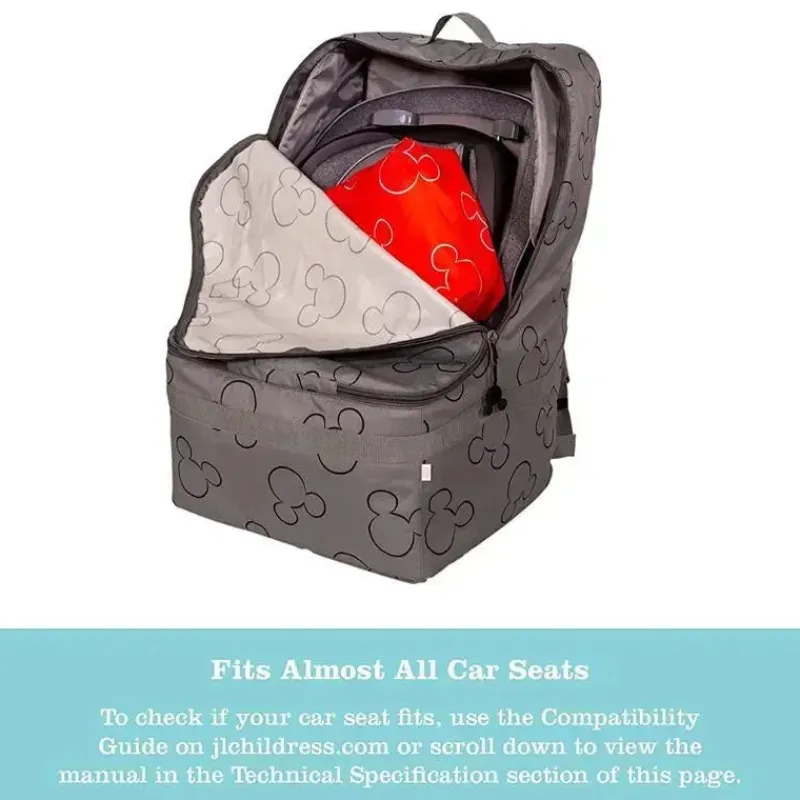 J.L. Childress Mickey & Minnie|Storage & Organizers*- Ultimate Backpack Car Seat Travel Bag, Mickey Grey