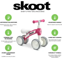 Joovy Bikes & Trikes*- Skoot Balance Bike for Children 10m and Up to 45lbs, Pinkcrush