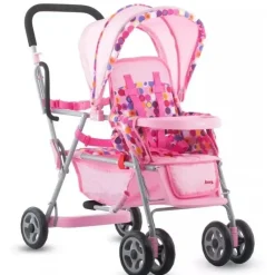 Joovy Dolls Accessories|Dolls*Toy Doll Caboose Tandem Stroller, Pink Dot