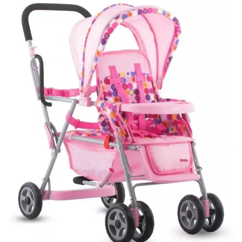 Joovy Dolls Accessories|Dolls*Toy Doll Caboose Tandem Stroller, Pink Dot