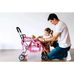 Joovy Dolls Accessories|Dolls*Toy Doll Caboose Tandem Stroller, Pink Dot