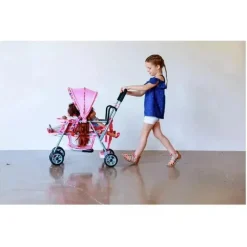 Joovy Dolls Accessories|Dolls*Toy Doll Caboose Tandem Stroller, Pink Dot