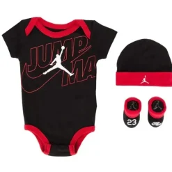 Jordan Baby Athletic*- Baby Boy 3Pk Jumpsuit & Hat & Bootie, Black/Red