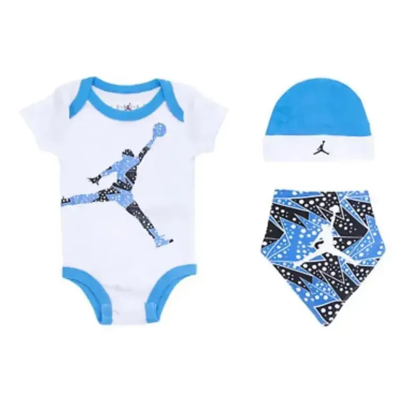 Jordan Baby Athletic*- Baby Boy 3Pk Onesie & Bandana Bib & Hat Set, White