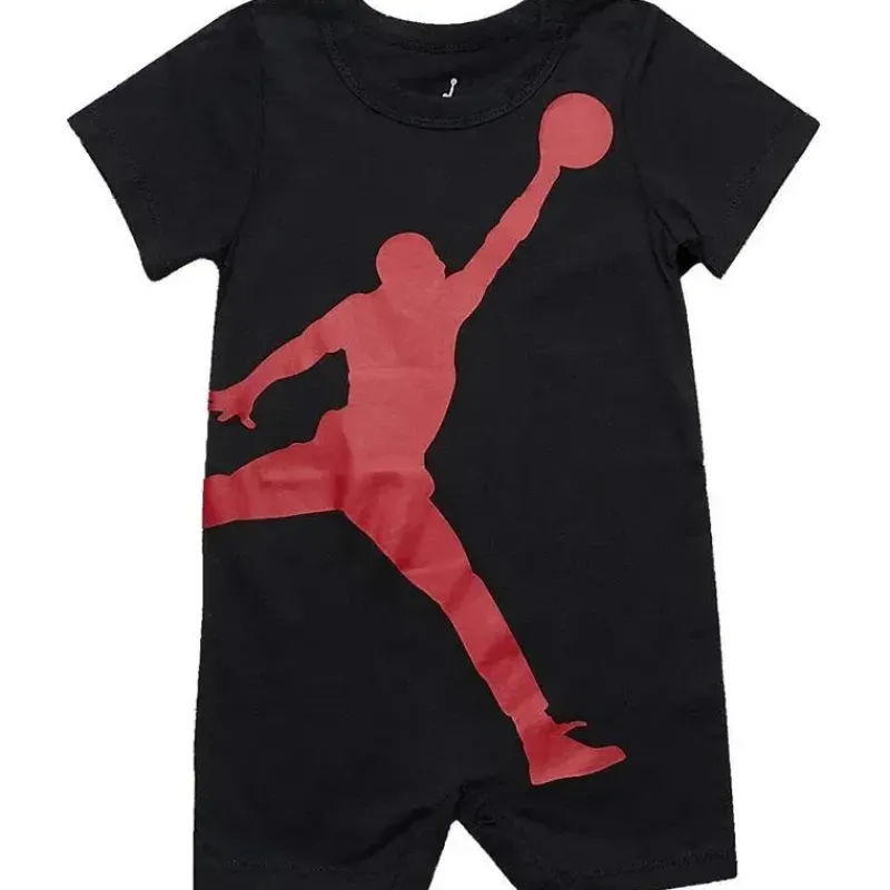 Jordan Baby Athletic*Baby - Boy Jumpmen Romper, Black And Red