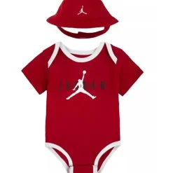 Jordan Baby Athletic*Baby Boys Bucket Hat and Bodysuit Gift Box Red, 2 Piece Set