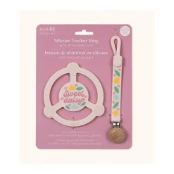 Ju-Ju-Be Rattles & Teethers|Toys For 0-12 Months*Jujube - Silicone Teether Ring With Detachable Clip, Sweet Daisy