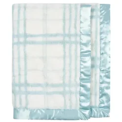Just Born Blankets & Quilts*- Blue Plush Plaid Baby Blanket