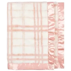 Just Born Blankets & Quilts*- Pink Plush Plaid Baby Blanket