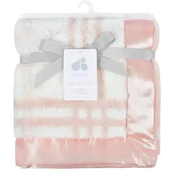 Just Born Blankets & Quilts*- Pink Plush Plaid Baby Blanket