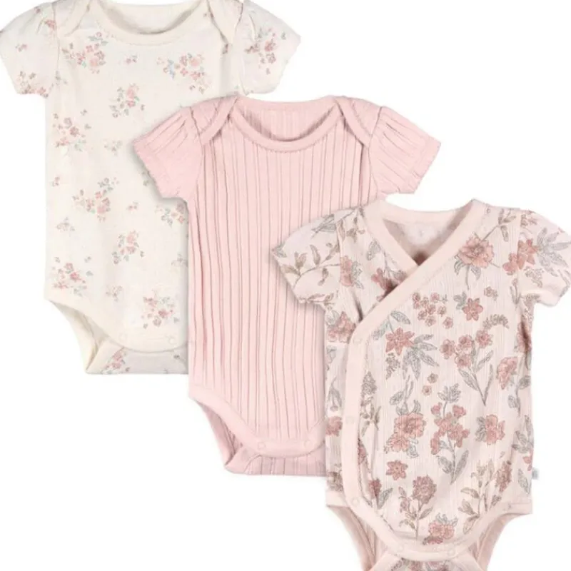 Just Born Baby Onesies & Bodysuits*- 3Pk Baby Girl Kimono Bodysuit Pink