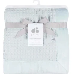 Just Born Blanket Gift Set*- 1Pk Blanket Baby Boy Blue Leaf