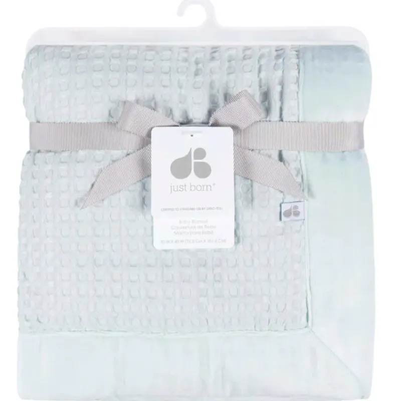 Just Born Blanket Gift Set*- 1Pk Blanket Baby Boy Blue Leaf
