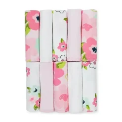 Just Born Baby Washcloths*- 10Pk Blossom Washcloths, Pink