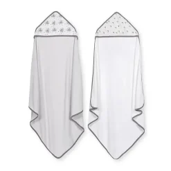 Just Born Baby Bath Towels*- 2Pk Counting Sheep Hooded Towels, Grey