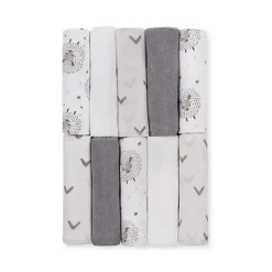 Just Born Baby Washcloths*- 10Pk Counting Sheep Washcloths, Grey