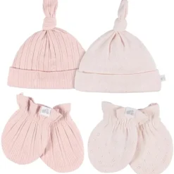 Just Born Baby Gloves & Socks*- 4Pk Hat And Cuff Mitten Set Baby Girl 0-6M Pink