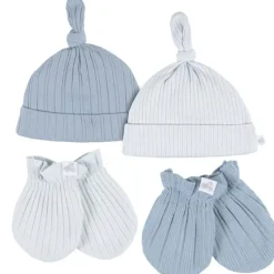 Just Born Baby Gloves & Socks*- 4Pk Hat And Cuff Mitten Set Baby Boy 0-6M Blue